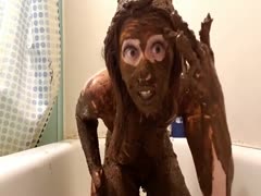 When a whore covers her body with feces, her white skin turns dark.